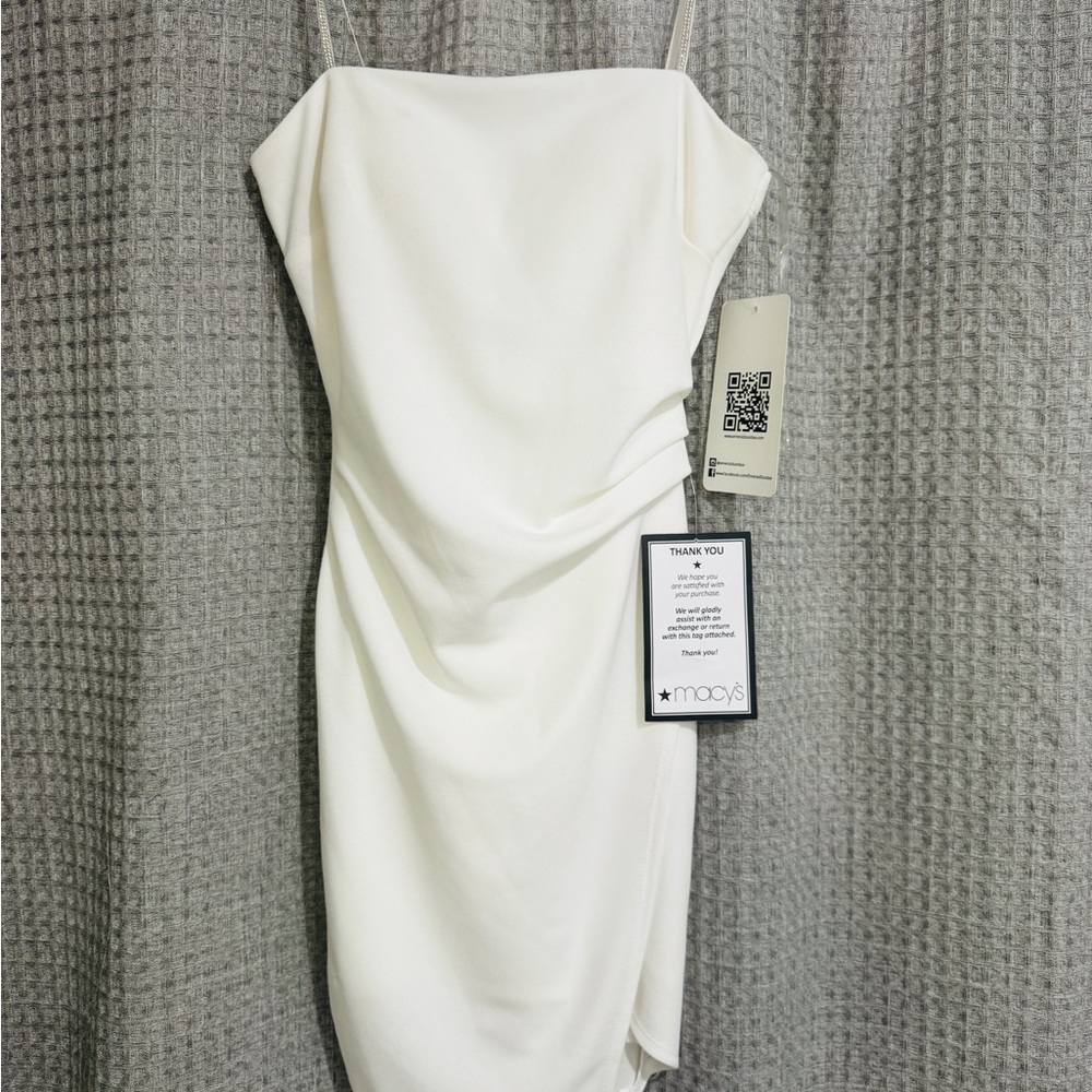 Macy's Cream Strapless Draped Dress